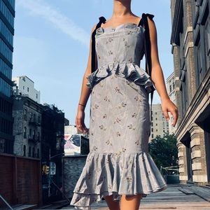 NWT - BROCK COLLECTION dylan ruffled cotton-blend blue floral dress SIZE 4